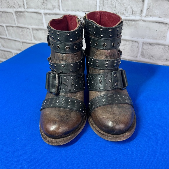 🦅|•FREEBIRD BY STEVEN•| SLAYER Leather Buckle Ankle Booties Size 8 - Picture 5 of 12